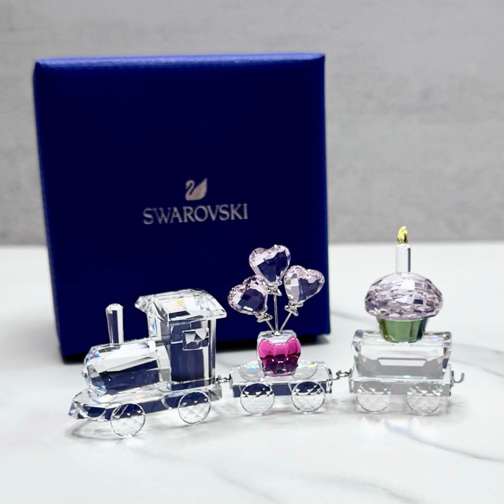 Swarovski | First Steps 3pc Set Locomotive Cupcake & Heart Balloons